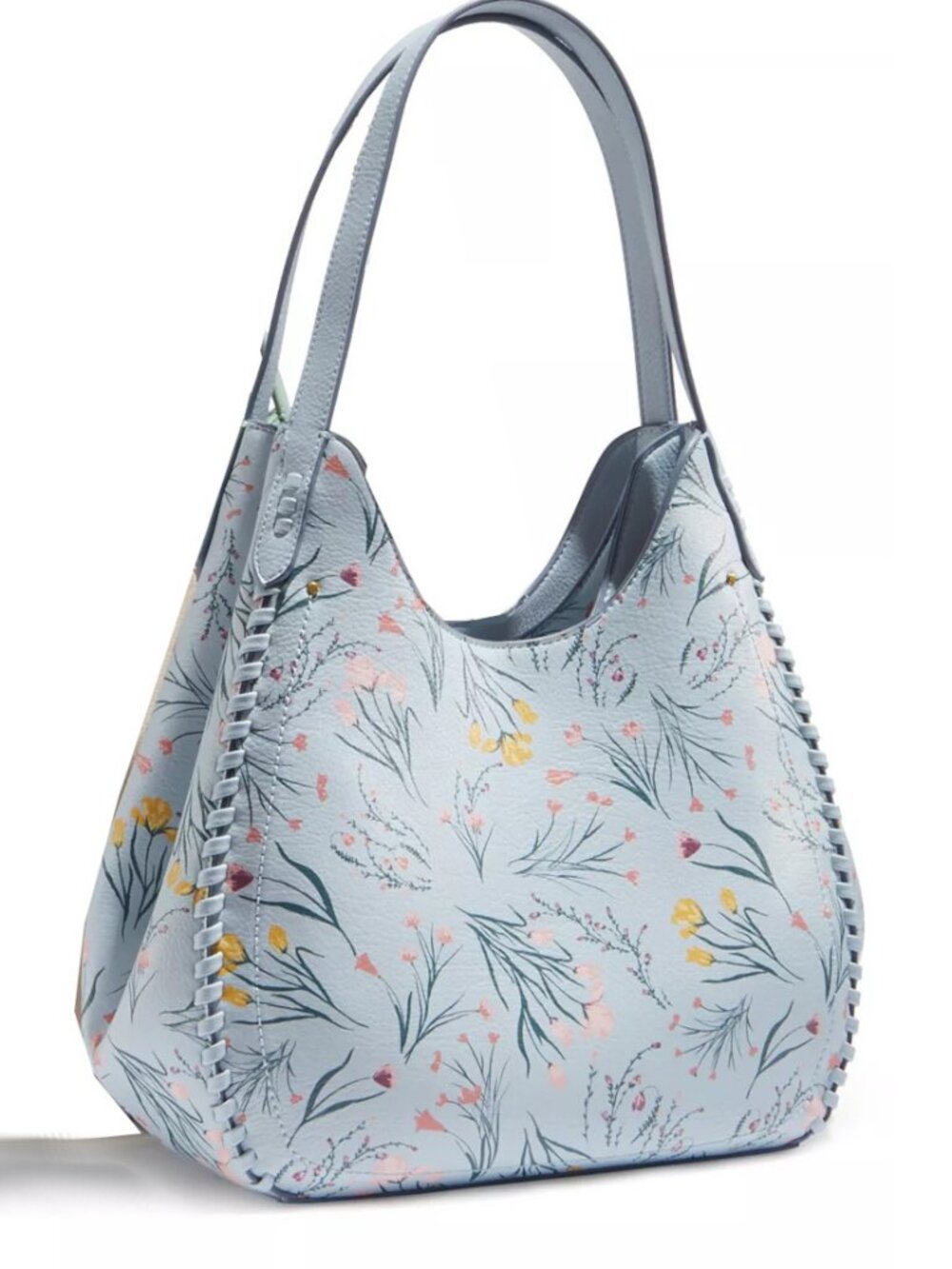 Style & Co Shannon Floral Whipstitch 4-Poster Shoulder Tote Bag Blue NWT